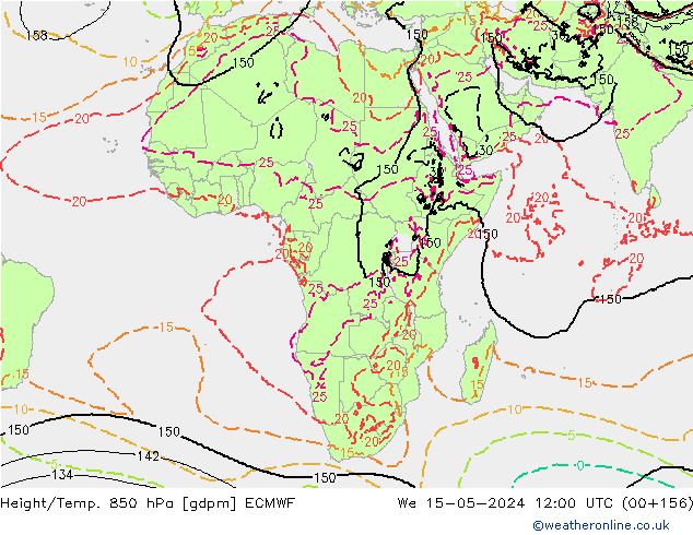 Height/Temp. 850 hPa ECMWF  15.05.2024 12 UTC