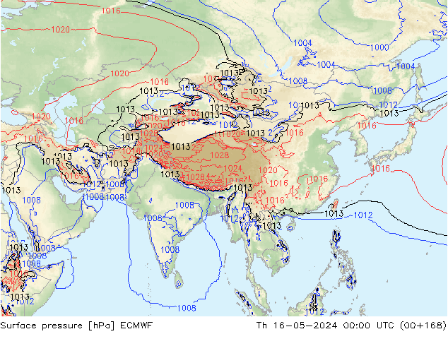 приземное давление ECMWF чт 16.05.2024 00 UTC
