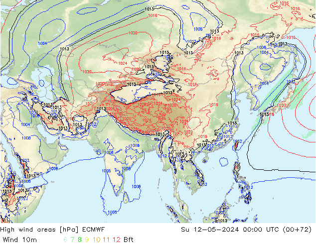 yüksek rüzgarlı alanlar ECMWF Paz 12.05.2024 00 UTC