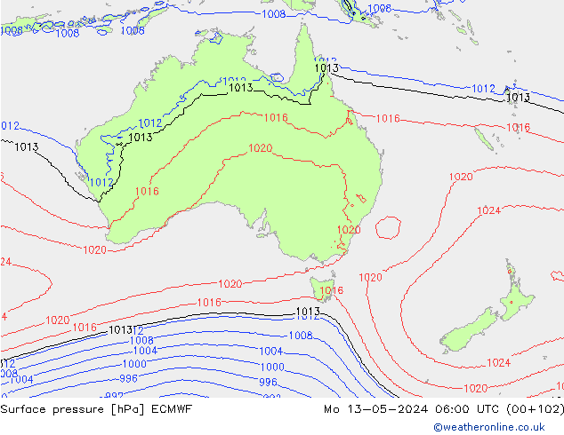 pression de l'air ECMWF lun 13.05.2024 06 UTC