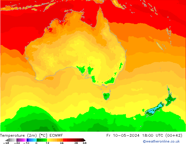 карта температуры ECMWF пт 10.05.2024 18 UTC