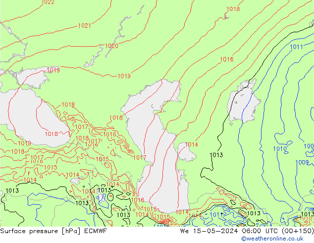 Luchtdruk (Grond) ECMWF wo 15.05.2024 06 UTC