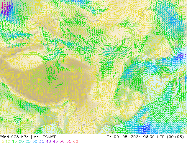 风 925 hPa ECMWF 星期四 09.05.2024 06 UTC