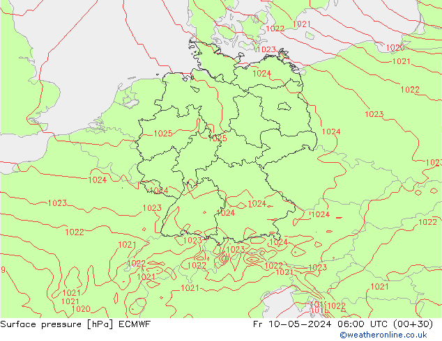 приземное давление ECMWF пт 10.05.2024 06 UTC