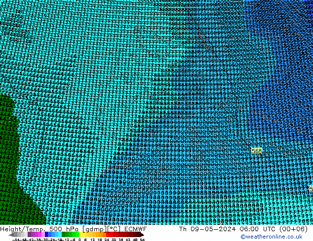 Height/Temp. 500 hPa ECMWF 星期四 09.05.2024 06 UTC