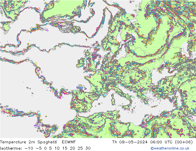 Sıcaklık Haritası 2m Spaghetti ECMWF Per 09.05.2024 06 UTC