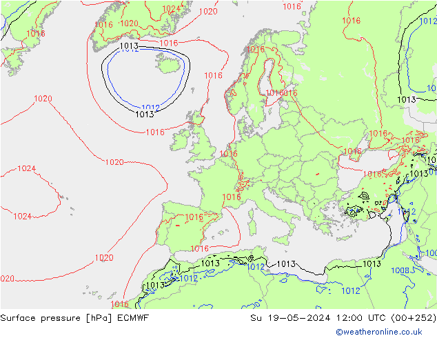 pressão do solo ECMWF Dom 19.05.2024 12 UTC