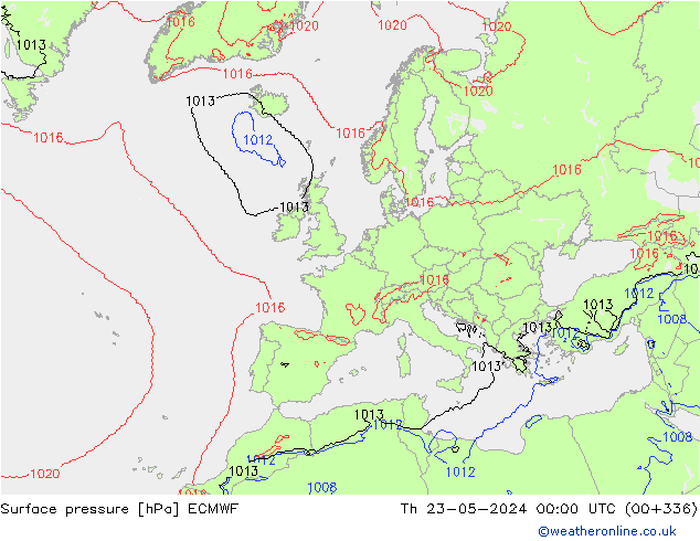 Surface pressure ECMWF Th 23.05.2024 00 UTC