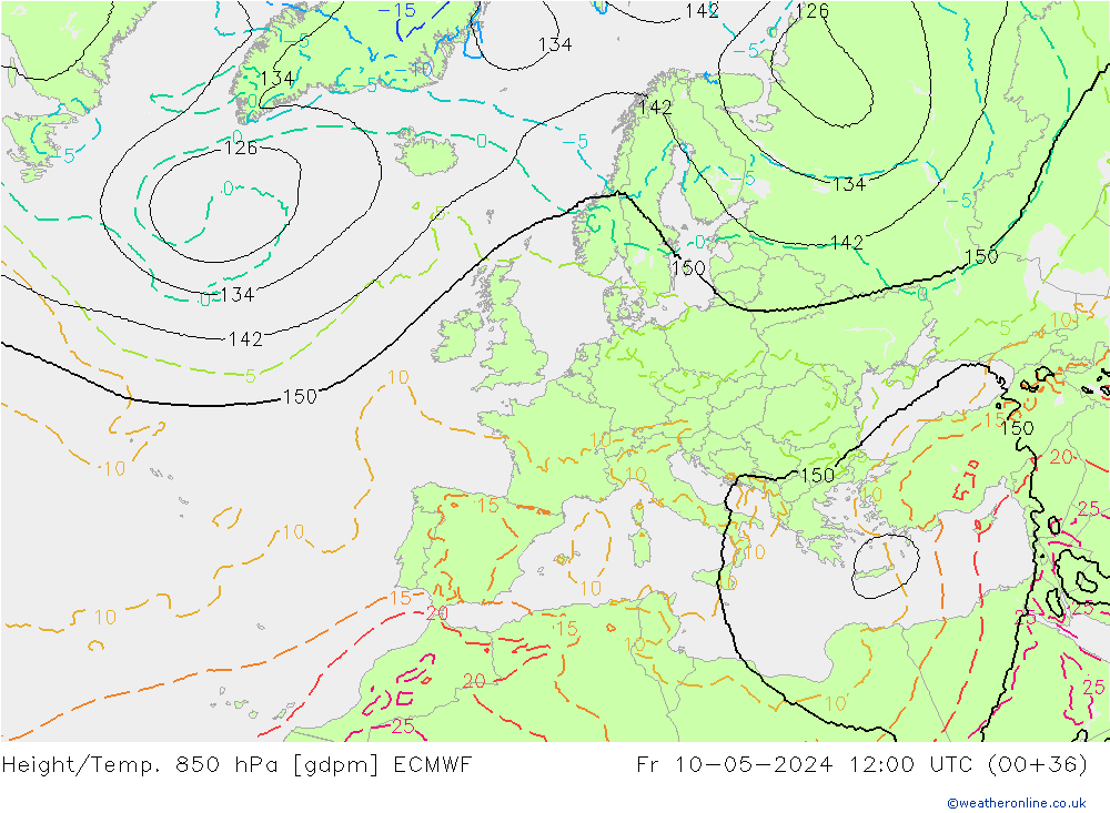 Height/Temp. 850 hPa ECMWF  10.05.2024 12 UTC