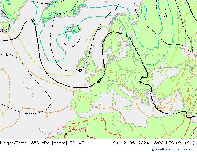 Height/Temp. 850 hPa ECMWF nie. 12.05.2024 18 UTC