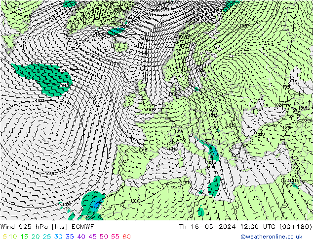 Wind 925 hPa ECMWF Do 16.05.2024 12 UTC