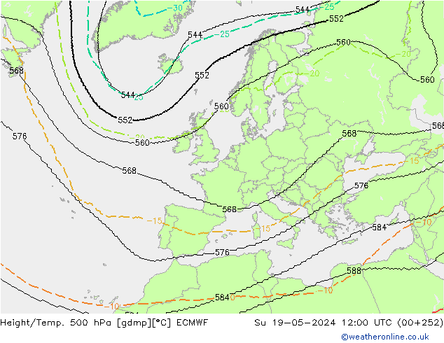 Height/Temp. 500 hPa ECMWF  19.05.2024 12 UTC