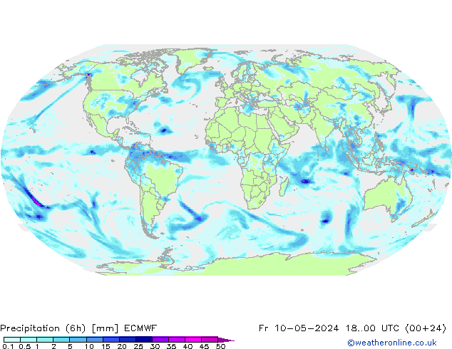 降水量 (6h) ECMWF 星期五 10.05.2024 00 UTC