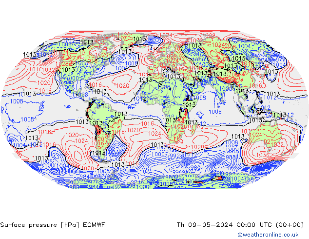 地面气压 ECMWF 星期四 09.05.2024 00 UTC