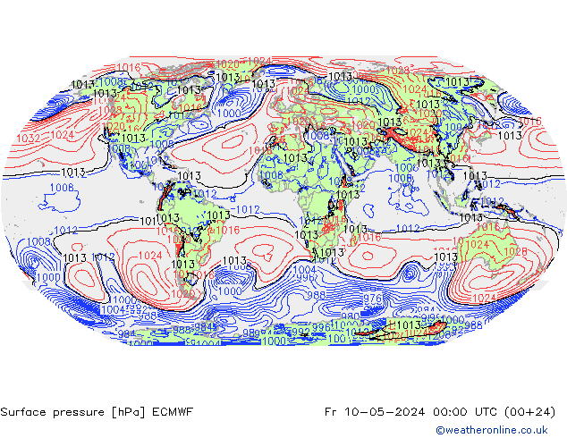 地面气压 ECMWF 星期五 10.05.2024 00 UTC