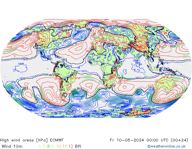 High wind areas ECMWF 星期五 10.05.2024 00 UTC