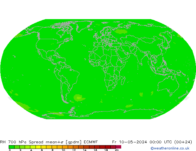 RH 700 hPa Spread ECMWF 星期五 10.05.2024 00 UTC
