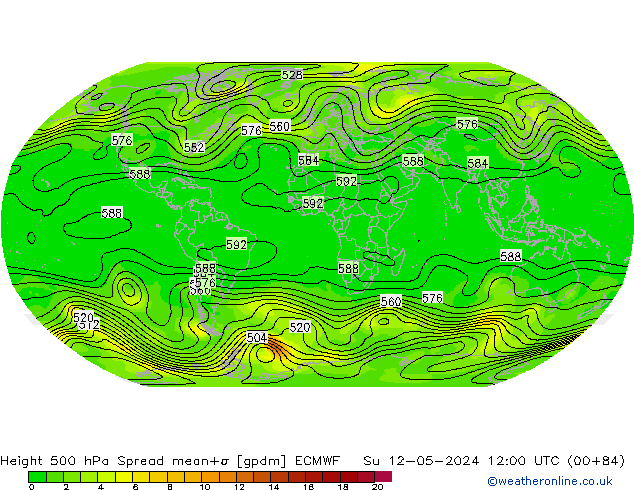 Géop. 500 hPa Spread ECMWF dim 12.05.2024 12 UTC
