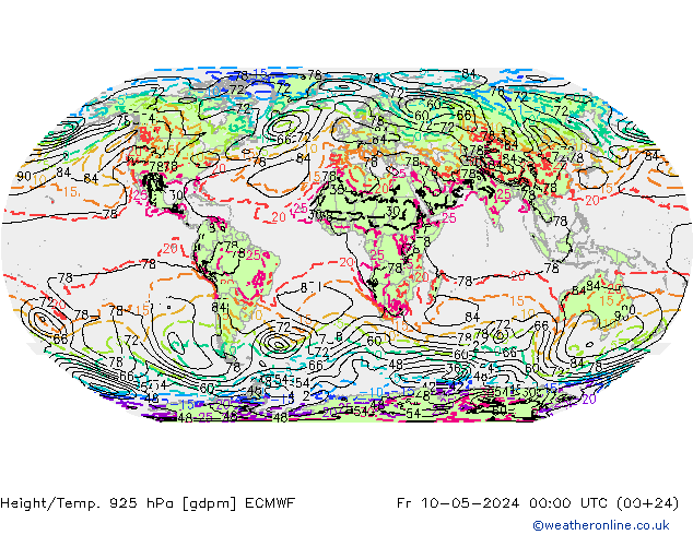Height/Temp. 925 hPa ECMWF 星期五 10.05.2024 00 UTC