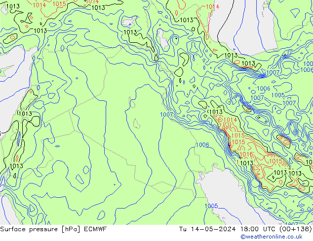 pressão do solo ECMWF Ter 14.05.2024 18 UTC