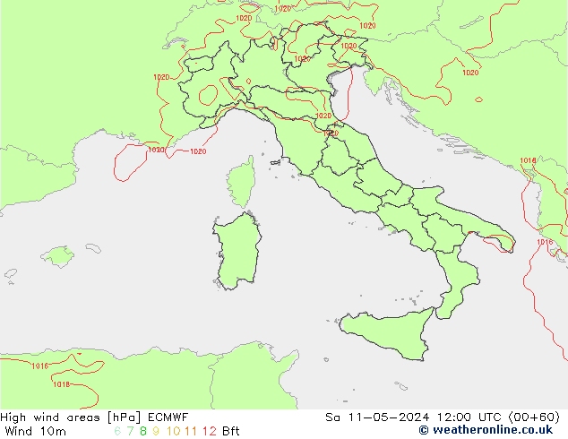 High wind areas ECMWF sab 11.05.2024 12 UTC