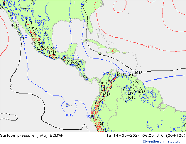 Yer basıncı ECMWF Sa 14.05.2024 06 UTC