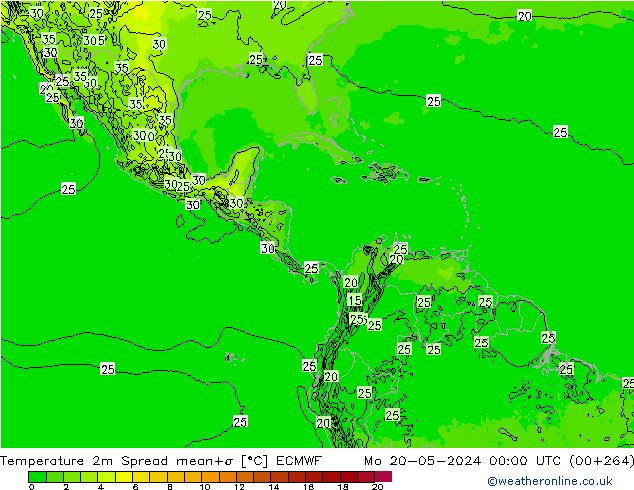 Temperatura 2m Spread ECMWF lun 20.05.2024 00 UTC