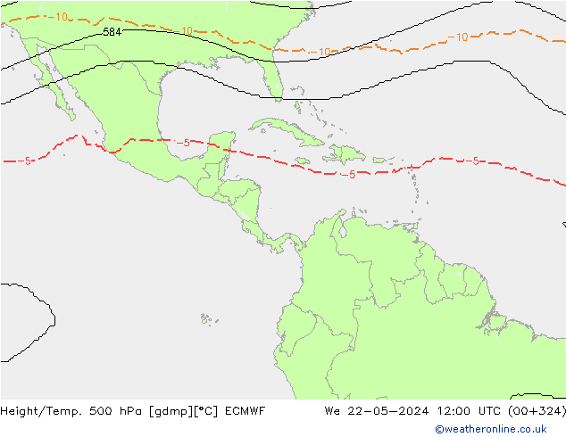 Height/Temp. 500 hPa ECMWF  22.05.2024 12 UTC
