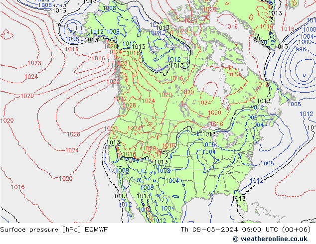 地面气压 ECMWF 星期四 09.05.2024 06 UTC