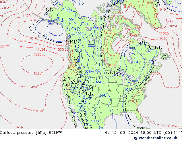 ciśnienie ECMWF pon. 13.05.2024 18 UTC