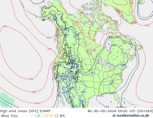 High wind areas ECMWF Mo 20.05.2024 00 UTC