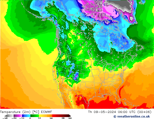 Temperatura (2m) ECMWF jue 09.05.2024 06 UTC