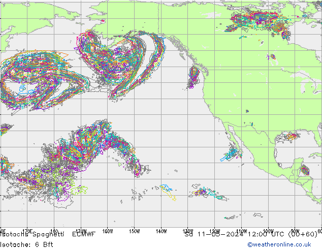 Isotachs Spaghetti ECMWF sab 11.05.2024 12 UTC