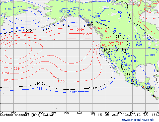 Surface pressure ECMWF We 15.05.2024 12 UTC