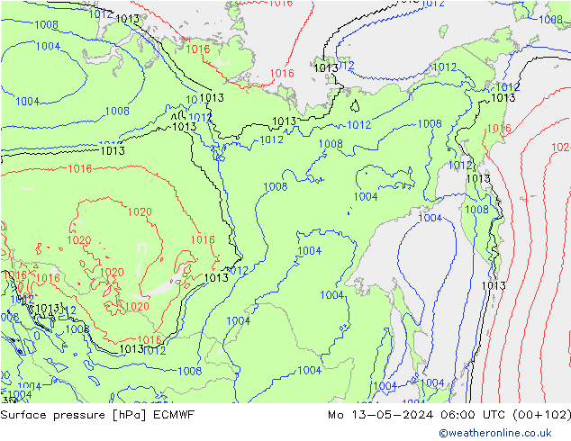 Yer basıncı ECMWF Pzt 13.05.2024 06 UTC