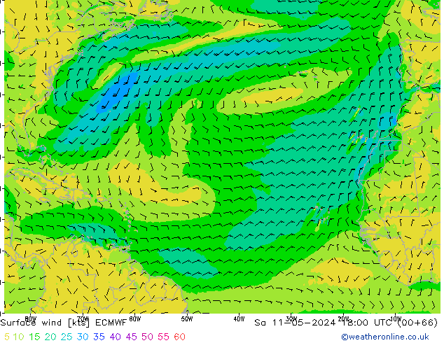 Surface wind ECMWF Sa 11.05.2024 18 UTC
