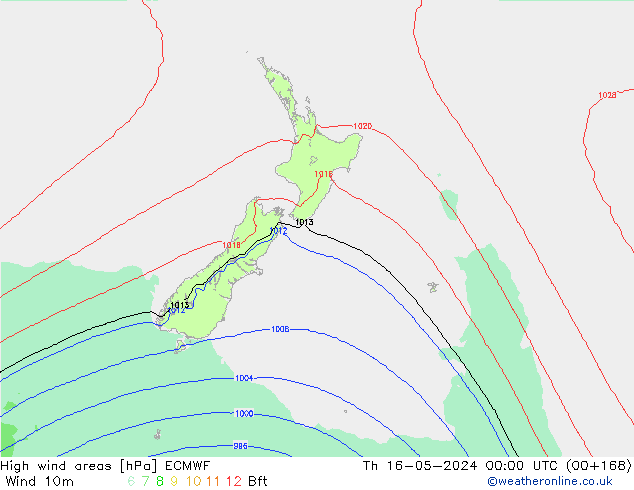 High wind areas ECMWF Qui 16.05.2024 00 UTC