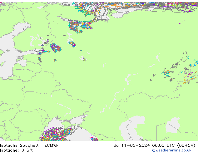 Isotachen Spaghetti ECMWF za 11.05.2024 06 UTC
