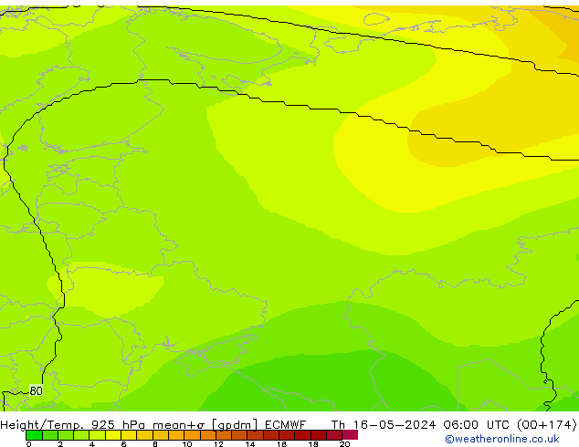 Height/Temp. 925 гПа ECMWF чт 16.05.2024 06 UTC
