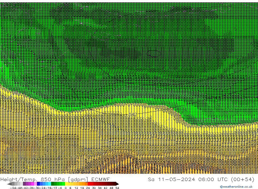 Hoogte/Temp. 850 hPa ECMWF za 11.05.2024 06 UTC