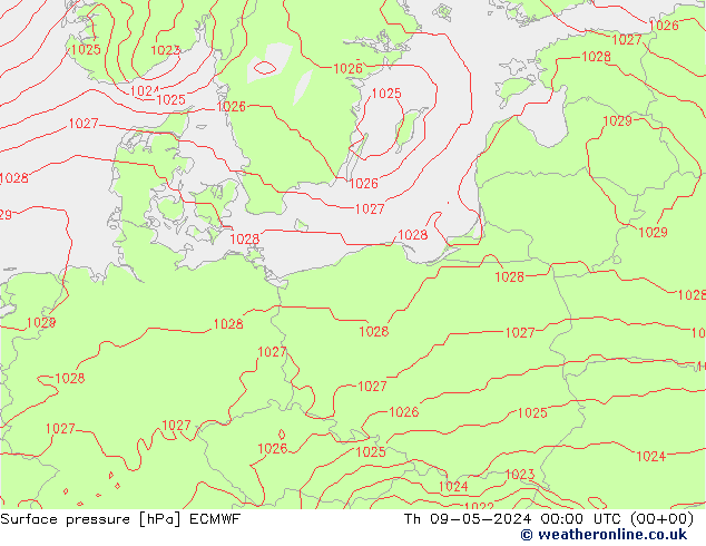 приземное давление ECMWF чт 09.05.2024 00 UTC