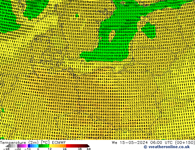 Temperatura (2m) ECMWF Qua 15.05.2024 06 UTC