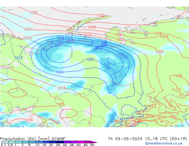 Yağış (6h) ECMWF Per 09.05.2024 18 UTC