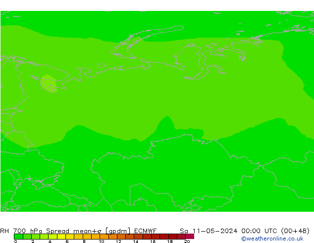 RH 700 hPa Spread ECMWF Sa 11.05.2024 00 UTC