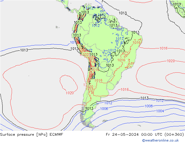 Surface pressure ECMWF Fr 24.05.2024 00 UTC