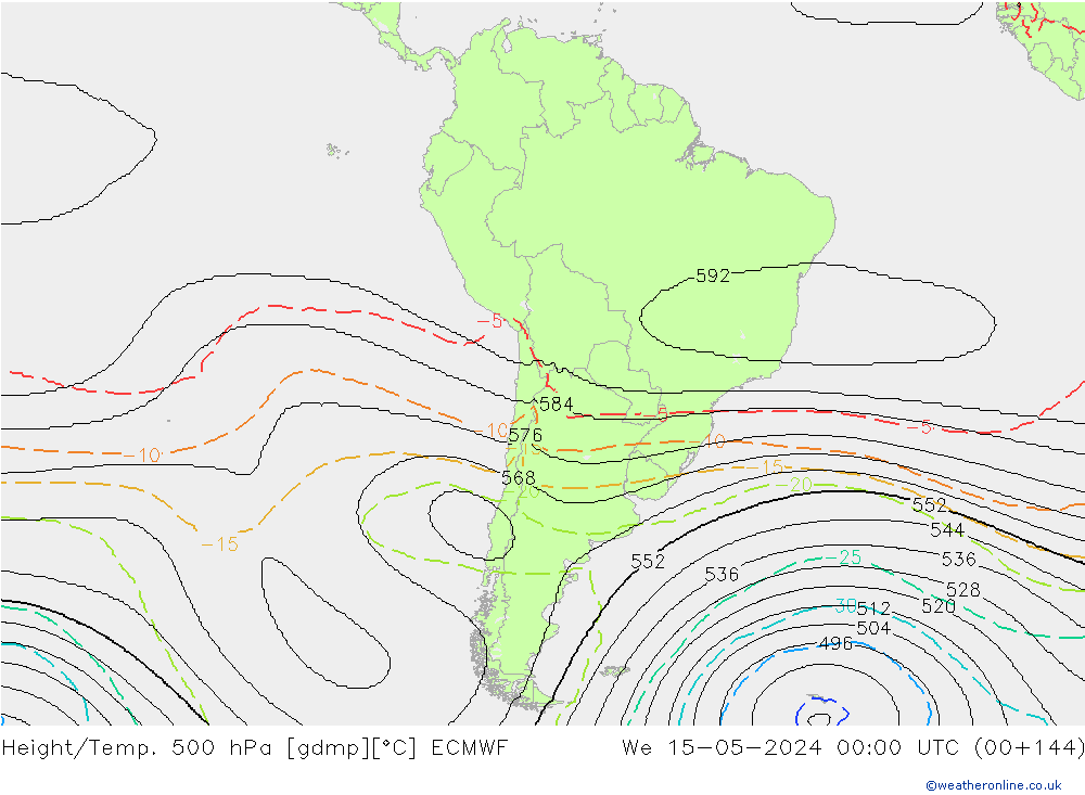 Height/Temp. 500 hPa ECMWF St 15.05.2024 00 UTC