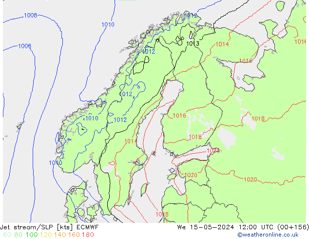 Jet stream/SLP ECMWF We 15.05.2024 12 UTC