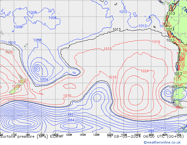 ciśnienie ECMWF czw. 09.05.2024 06 UTC