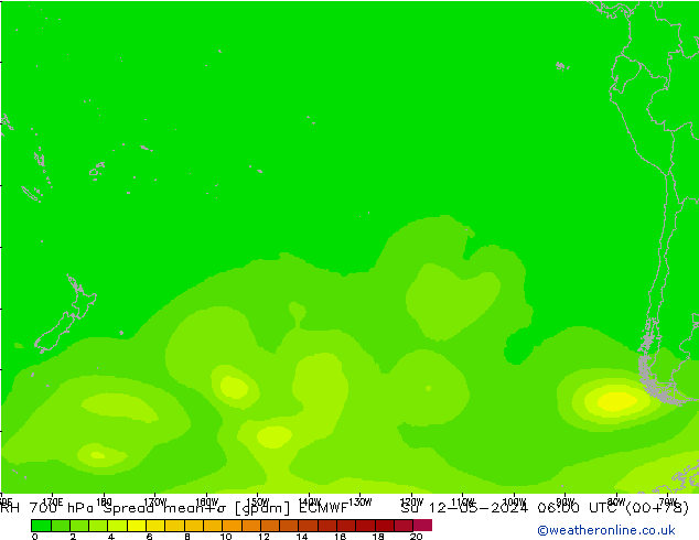 Humedad rel. 700hPa Spread ECMWF dom 12.05.2024 06 UTC