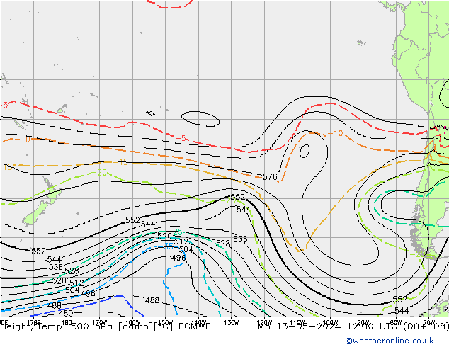 Height/Temp. 500 hPa ECMWF Mo 13.05.2024 12 UTC